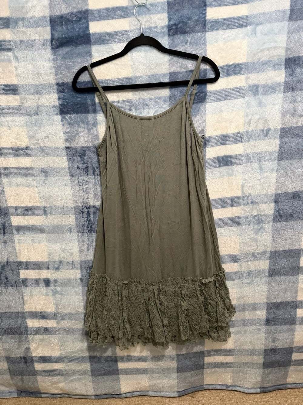 ODDI Ruffle Lace Knit Cami Tank Top Dress Extender Slip Liner